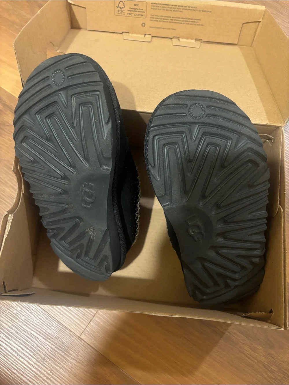 UGG Kids Black Slip-On Cozy Clog Slippers with Patterned Cuff